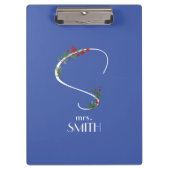Waterverf Wildflower monogram wit rood blauw Klembord (Voorkant)