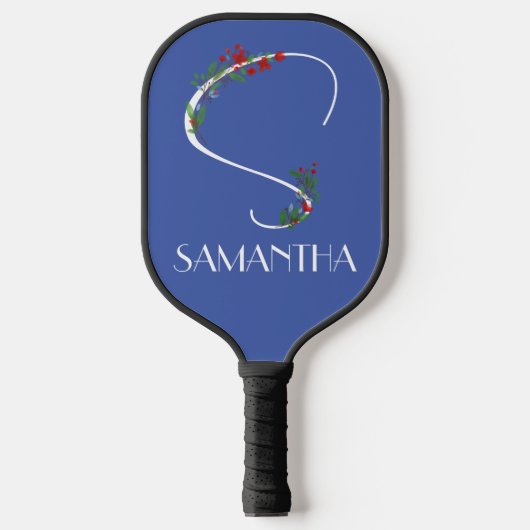 Waterverf Wildflower monogram wit rood blauw Pickleball Paddle (Voorkant)
