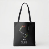 Waterverf Wildflower Monogram Wit Rood Zwart Tote Bag (Voorkant)