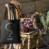 Waterverf Wildflower Monogram Wit Rood Zwart Tote Bag