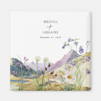 Waterverf Wildflower Mountain bruiloft gunst Magneet