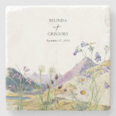 Waterverf Wildflower Mountain bruiloft gunst Stenen Onderzetter (Voorkant)