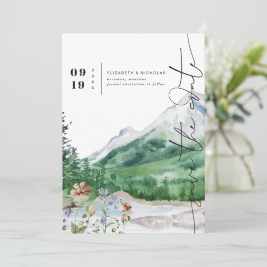 Waterverf Wildflower Mountain | Datum opslaan Save The Date (Staand voorkant)