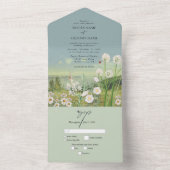 Waterverf Wildflower Mountain Landscape Wedding All In One Uitnodiging (Binnen)