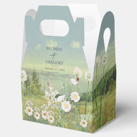 Waterverf Wildflower Mountain Landscape Wedding Bedankdoosjes (Geopend)