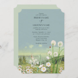 Waterverf Wildflower Mountain Landscape Wedding Kaart
