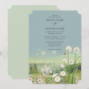 Waterverf Wildflower Mountain Landscape Wedding Kaart