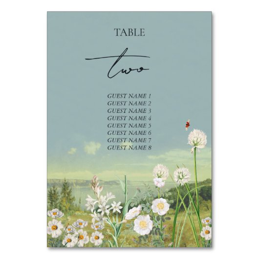 Waterverf Wildflower Mountain Landscape Wedding Kaart (Voorkant)