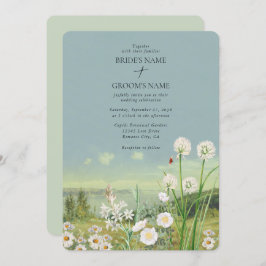 Waterverf Wildflower Mountain Landscape Wedding Kaart