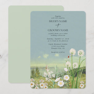 Waterverf Wildflower Mountain Landscape Wedding Kaart