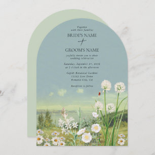 Waterverf Wildflower Mountain Landscape Wedding Kaart