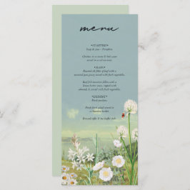 Waterverf Wildflower Mountain Landscape Wedding Menu