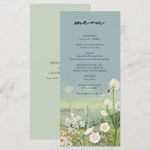 Waterverf Wildflower Mountain Landscape Wedding Menu