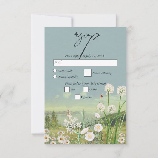 Waterverf Wildflower Mountain Landscape Wedding RSVP Kaartje (Voorkant)