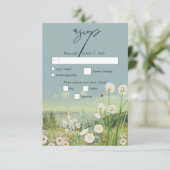 Waterverf Wildflower Mountain Landscape Wedding RSVP Kaartje (Staand voorkant)