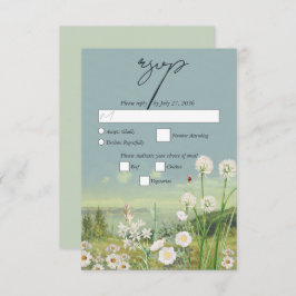 Waterverf Wildflower Mountain Landscape Wedding RSVP Kaartje