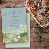 Waterverf Wildflower Mountain Landscape Wedding Save The Date