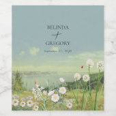 Waterverf Wildflower Mountain Landscape Wedding Wijn Etiket (Enkel label)