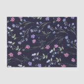 Waterverf Wildflower Navy Bloempatroon Tissuepapier (Voorkant)