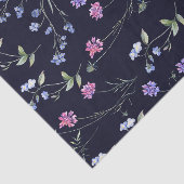 Waterverf Wildflower Navy Bloempatroon Tissuepapier (Detail)