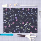 Waterverf Wildflower Navy Bloempatroon Tissuepapier (Craft)