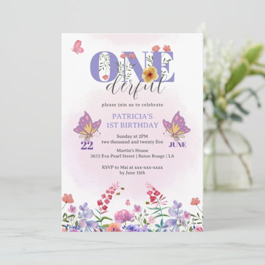 Waterverf Wildflower Onederful Butterfly Verjaarda Kaart (Staand voorkant)