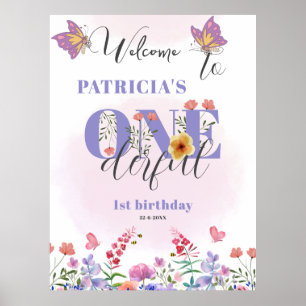 Waterverf Wildflower Onederful Verjaardag Welkom Poster