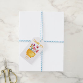 Waterverf Wildflower op pot dank u Cadeaulabel