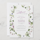 Waterverf Wildflower op weg naar het Baby shower Kaart (Voorkant)