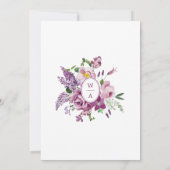 Waterverf Wildflower Paarse bruiloft Kaart (Achterkant)