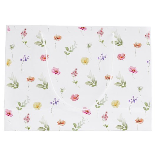 Waterverf Wildflower patroon baby shower Groot Cadeauzakje (Achterkant)