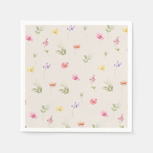 Waterverf Wildflower patroon baby shower Servet (Voorkant)