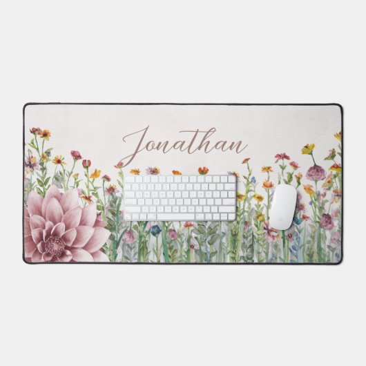 Waterverf Wildflower Pattern Bureaumat (Keyboard & Muis)