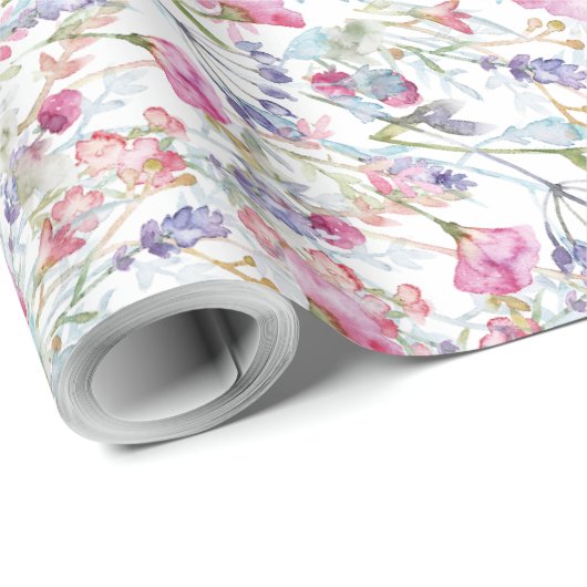 Waterverf Wildflower Pattern Cadeaupapier (Rol Hoek)