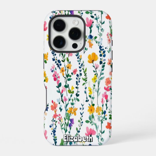 Waterverf Wildflower Pattern iPhone Hoesje (Achterkant)
