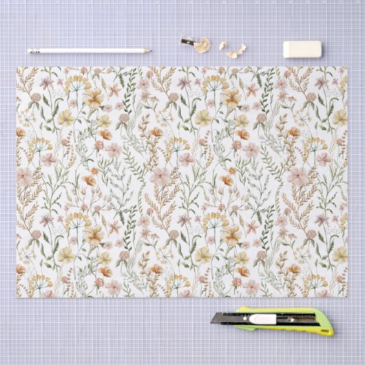 Waterverf Wildflower Pattern Tissuepapier (Craft)