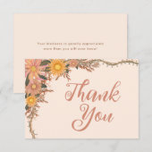 Waterverf Wildflower Perzik Geel Bedankkaart (Voorkant / Achterkant)