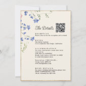 Waterverf Wildflower QR Code Details RSVP Wedding Kaart (Achterkant)