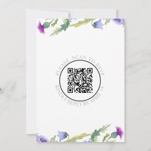 Waterverf wildflower QR code lente bruiloft Kaart (Achterkant)
