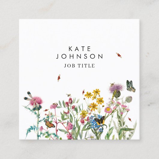 Waterverf Wildflower QR Code Social Media Vierkante Visitekaartje (Voorkant)