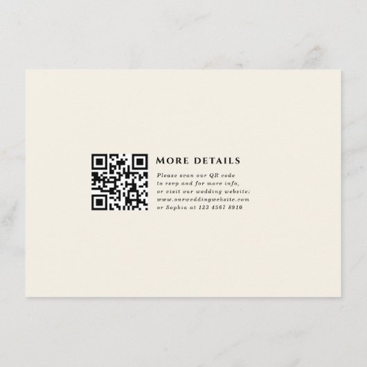 Waterverf Wildflower & QR Code Wedding Details Informatiekaartje (Achterkant)