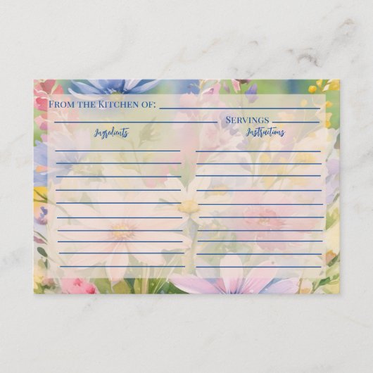 Waterverf Wildflower Recept Enclosure Kaart (Voorkant)