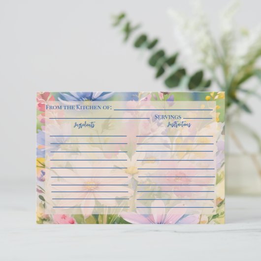 Waterverf Wildflower Recept Enclosure Kaart (Staand voorkant)