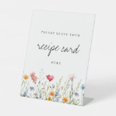 Waterverf Wildflower Recept Kaart Reclamebord Met Voetstuk (Voorkant)