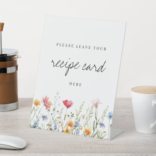 Waterverf Wildflower Recept Kaart Reclamebord Met Voetstuk (Insitu)