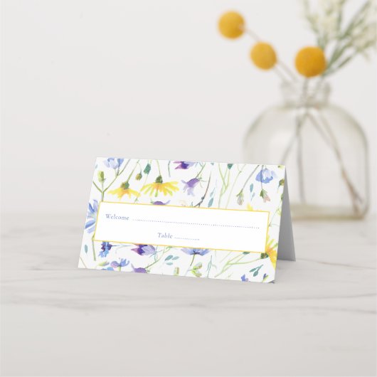 Waterverf Wildflower Receptie Plaatskaartje (Voorkant)