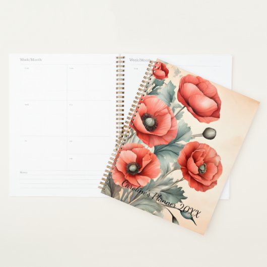 Waterverf Wildflower Red Poppies Summer Planner (Display)