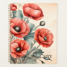 Waterverf Wildflower Red Poppies Summer Planner