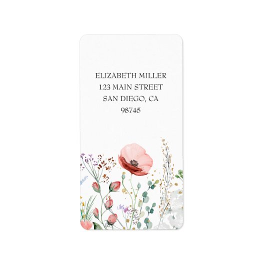 Waterverf Wildflower Retouradres Etiket (Voorkant)