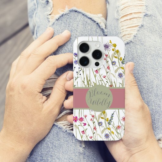 Waterverf Wildflower Roos en Sage Bloom Wildly C Case-Mate iPhone Case